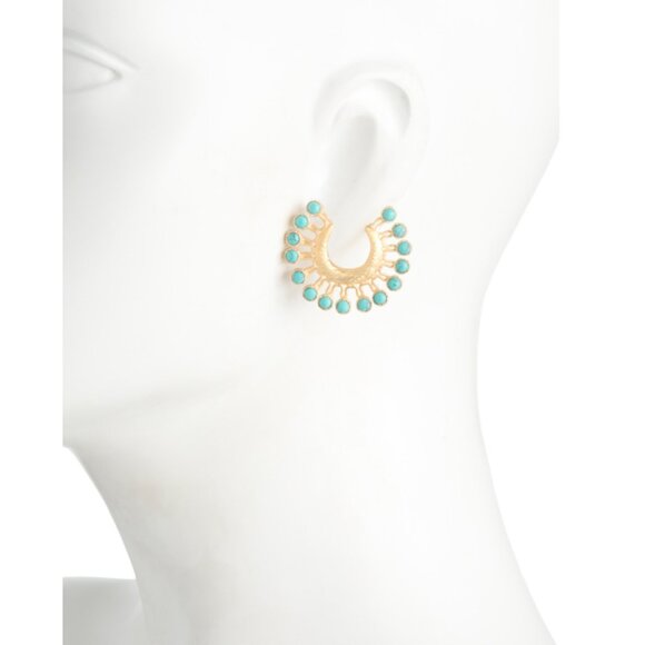 SHAANTI JEWELS  India 18kt Gold Plated Peacock Feathers Front Hoops - Picture 2 of 2